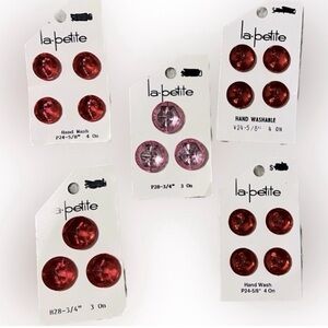 NEW La Petite Le Chic Scovill Plastic Crystal Buttons RED Pink Round 2 Hole
